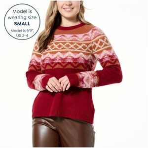 DG2 by Diane Gilman Intarsia Fair Isle Pullover Sweater Size L NWT